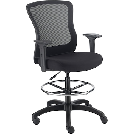 Global Industrial Mesh Back Task Stool, Black, Adjustable Arms, High Back 695546